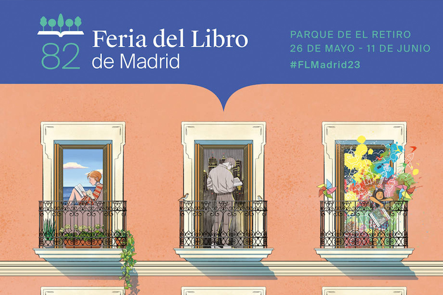 The poster for the 82nd Madrid Book Fair pays tribute to Madrid and the diversity of its reading community